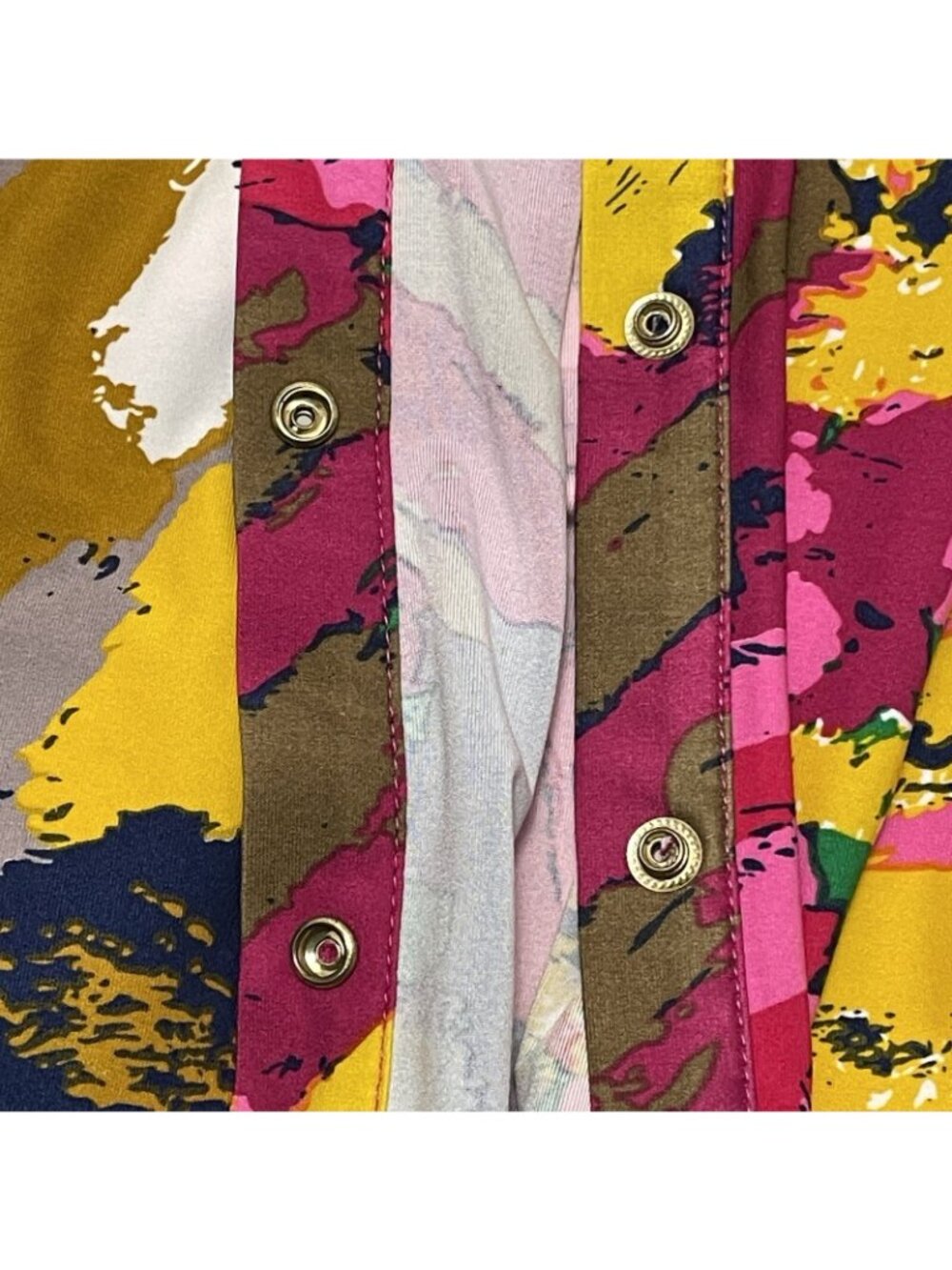 Bcbgmaxazria Blouse Top Women Size S Pink Colorful Retro Art Shoulder Tab Pocket - Picture 6 of 12